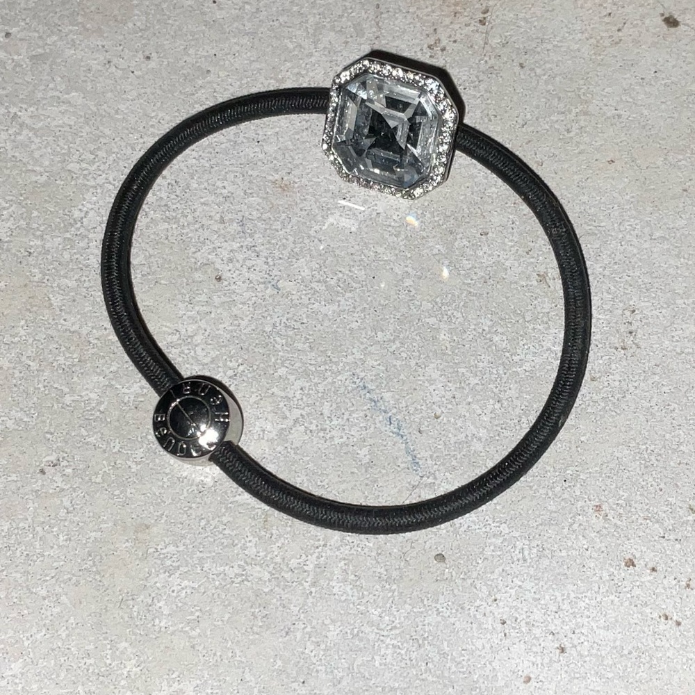 Henri Bendel Clear Square Crystal Gem hair Pony Elastic EUC